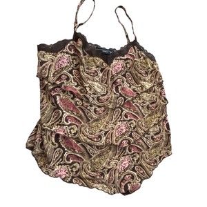 Lane Bryant Venezia Brown/Cream/Pink Paisley Lacey 3 Tier Camisole Sz 14/16